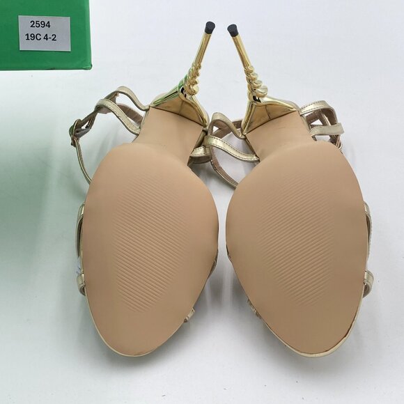 Gold Peep Toe Spiral High Heels Ankle Strap Sandals Cutout Summer Dress Shoe - Picture 6 of 6